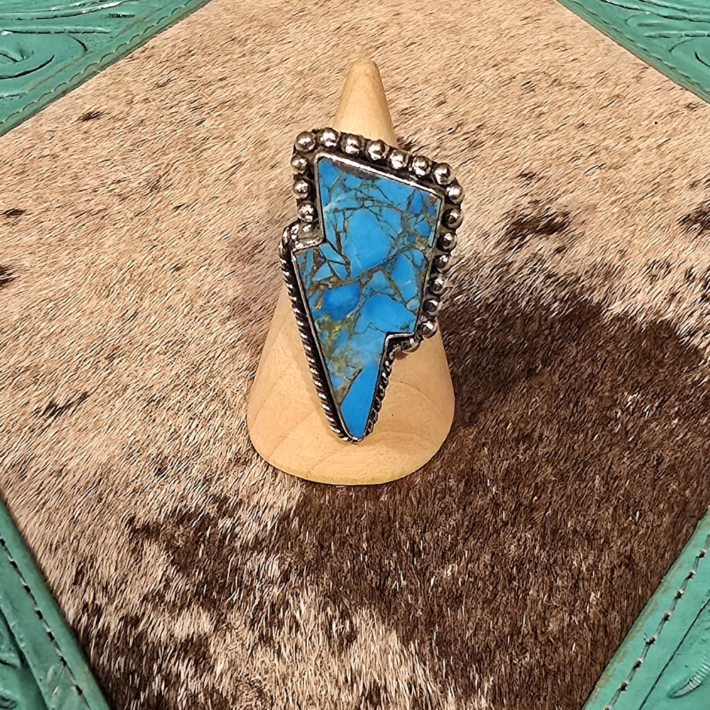 Turquoise Silver Statement Ring - image 1